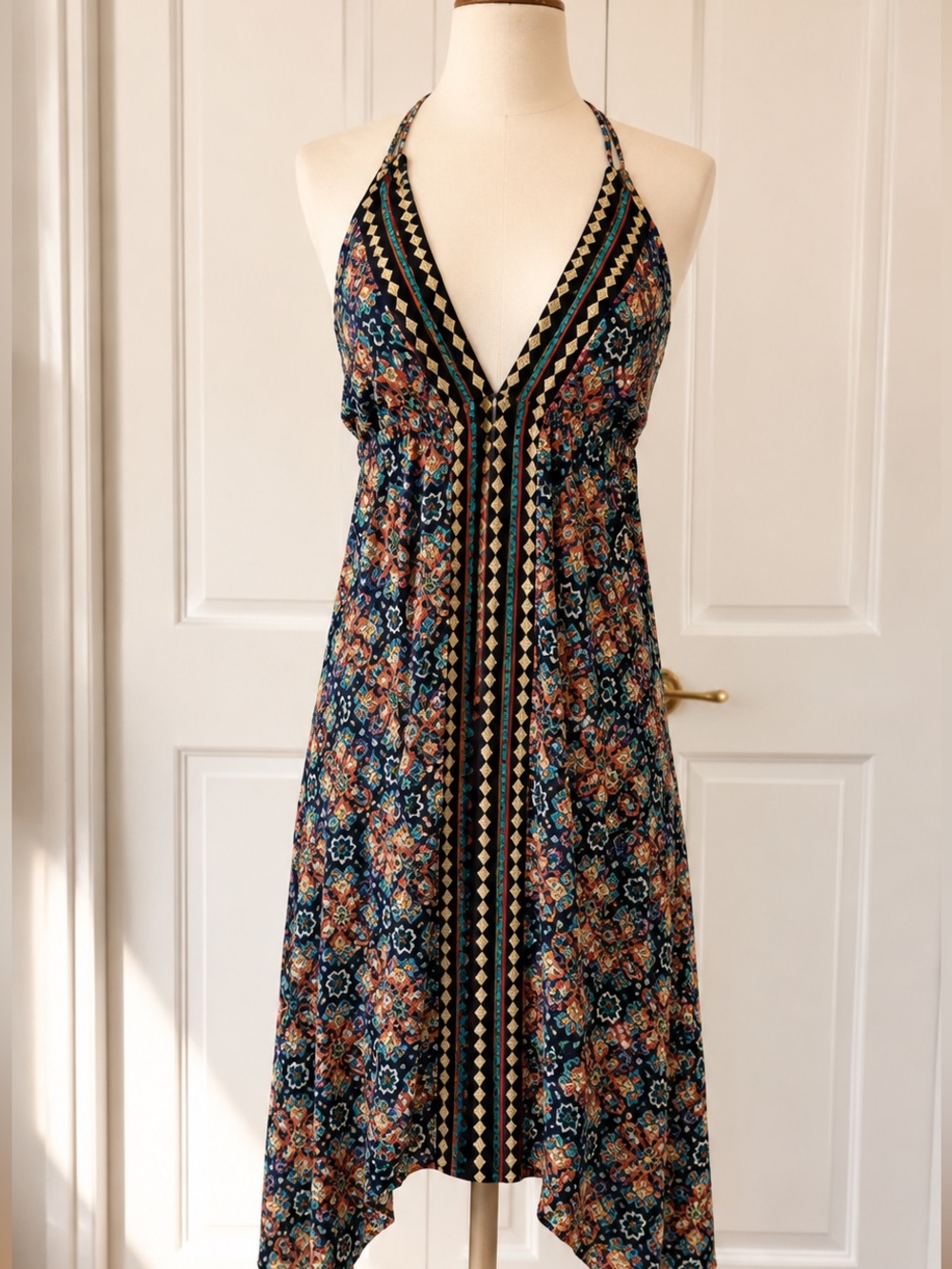 Nanette Lepore Teal Floral Halter High-Low Dress - Picture 2 of 4